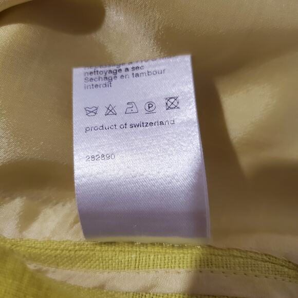 Akris Punto 100% Linen Yellow Roll Tab Short Sleeve Blazer Jacket Womens Size 12 - Picture 12 of 13